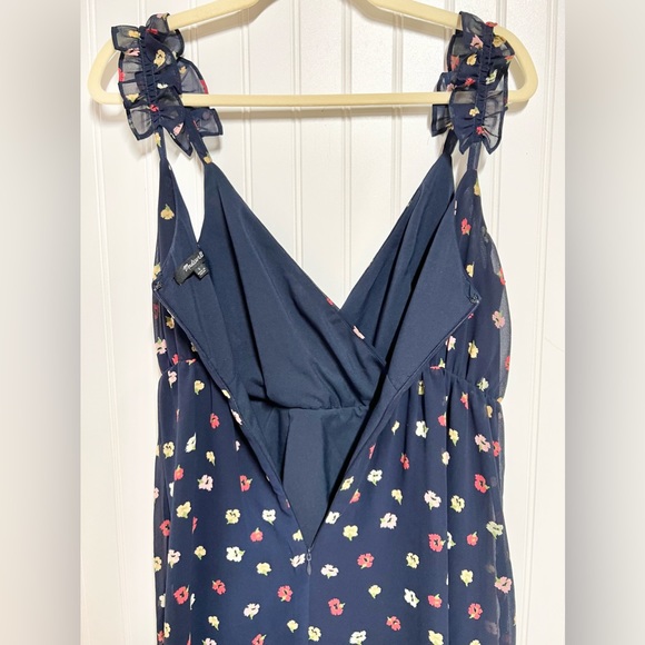 Madewell Ruffle Strap Faux Wrap Dress Size 00 Confetti Floral Blue Sleeveless - Picture 8 of 10